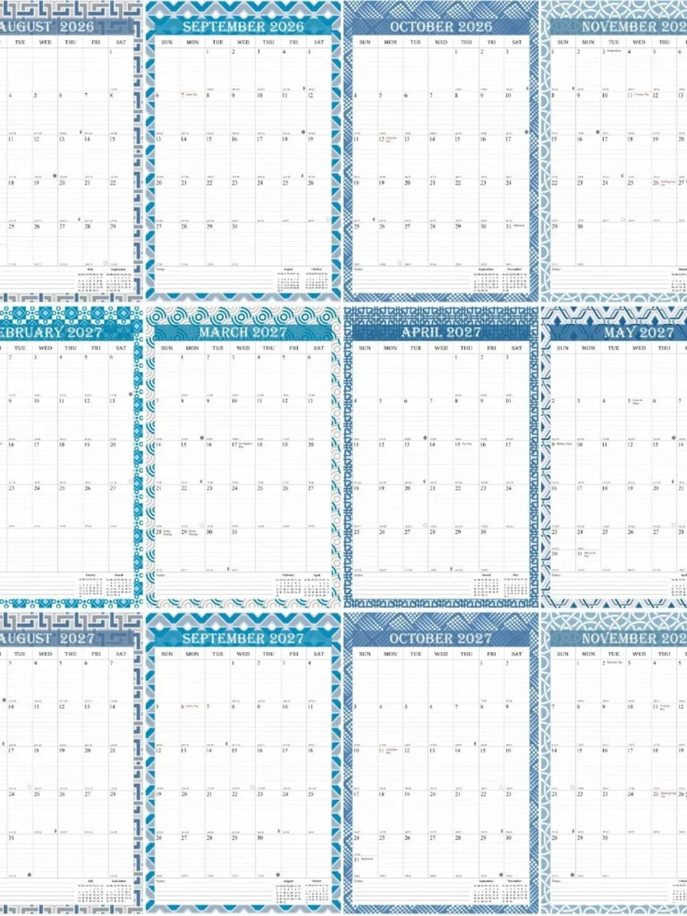 2026-2027 Wall Calendar Spiral-bound Twin-Wire Binding - 18 Months 8.5